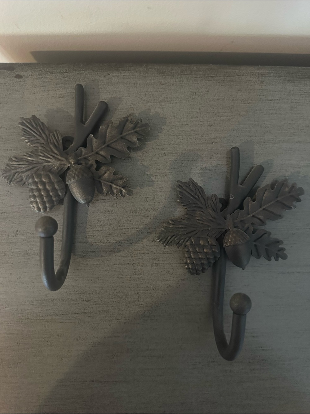 Pair of Longaberger Decorative Pinecone Wall Hooks - Matte Black, Like New